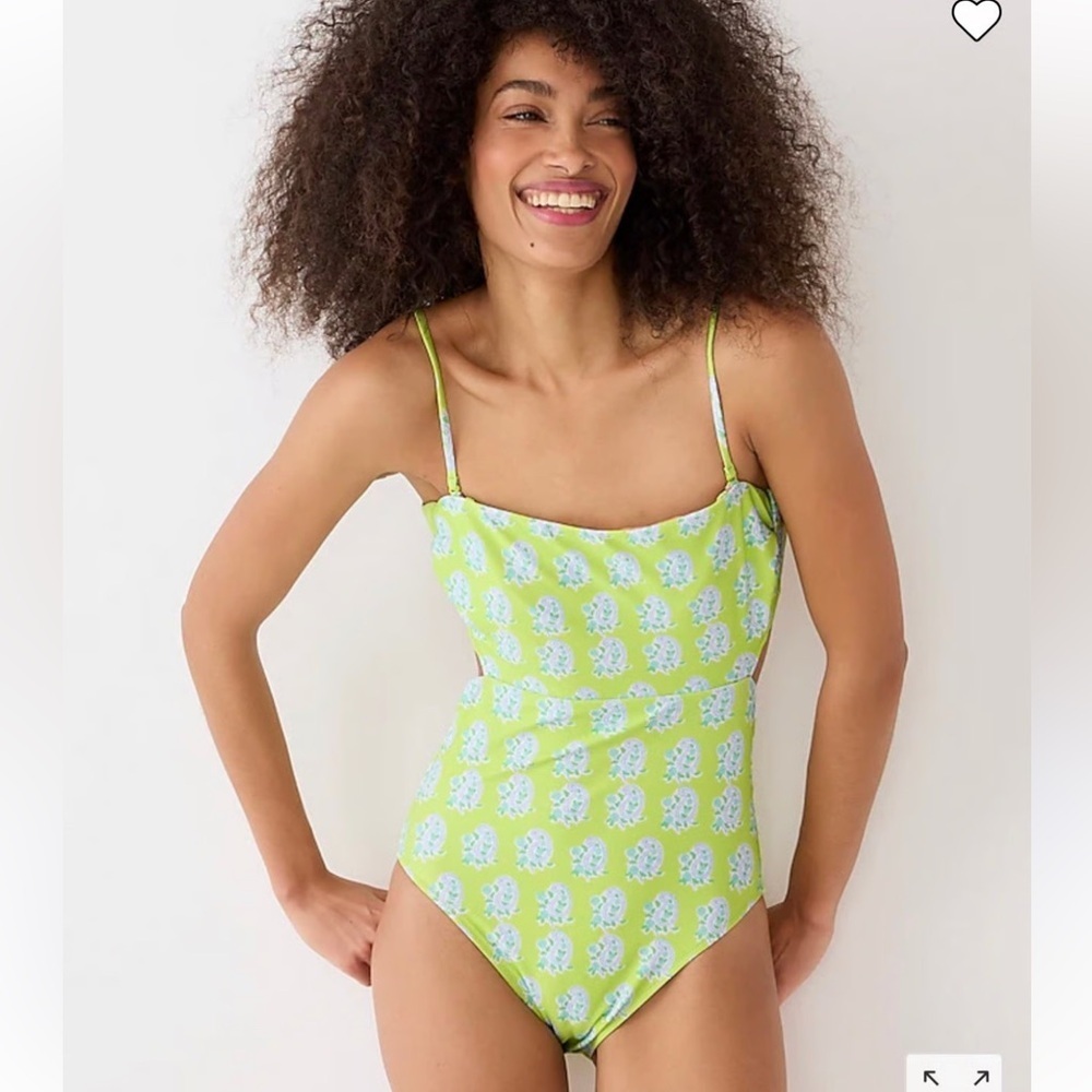 J. Crew One-Piece Swimsuit in Lime Green and Light Blue